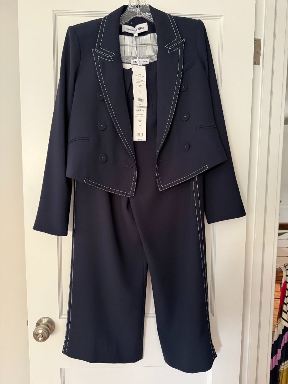 Veronica Beard Navy Suit Set - Jacket & Cropped Pant